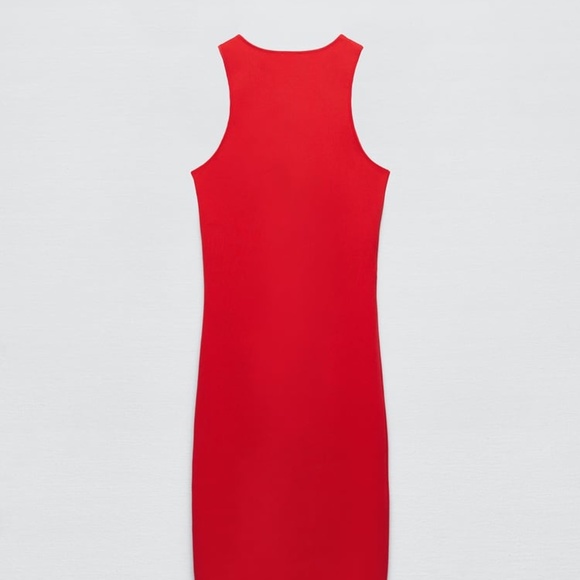 Zara SCULPT MIDI Red DRESS - Picture 4 of 5